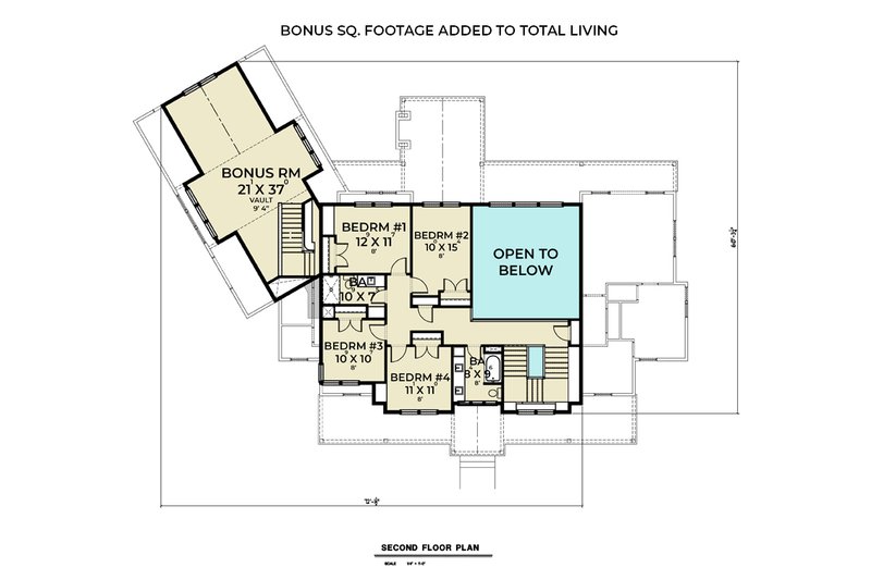 Dream House Plan - Floor Plan - Upper Floor for Farmhouse House Plan #1070-135 - 5 bed, 3.5 bath