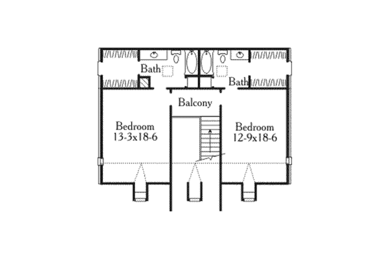 Architectural House Design - Floor Plan - Upper Floor for Southern House Plan #406-223 - 3 bed, 3.5 bath