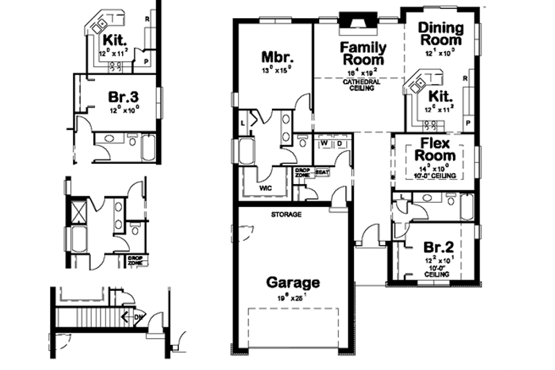 Home Plan - Floor Plan - Main Floor for Ranch House Plan #20-1530 - 2 bed, 2 bath