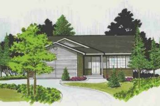 Exterior - Front Elevation for Ranch House Plan #308-166 - 4 bed, 2 bath