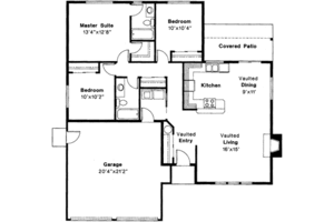 Floor Plan - Main Floor for Ranch House Plan #124-183 - 3 bed, 2 bath