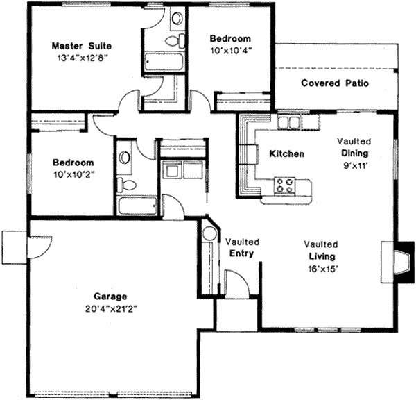 Architectural House Design - Ranch Floor Plan - Main Floor Plan #124-183