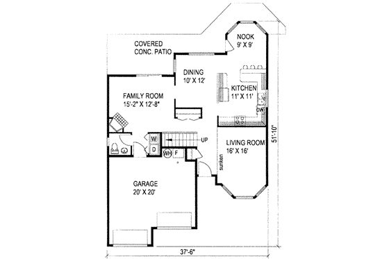 Floor Plan - Main Floor for Traditional House Plan #117-193 - 3 bed, 3 bath