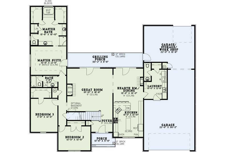 House Design - Floor Plan - Main Floor for Traditional House Plan #17-3457 - 3 bed, 2.5 bath