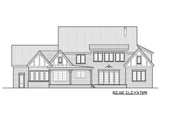Exterior - Rear Elevation for Tudor House Plan #413-862 - 5 bed, 5.5 bath