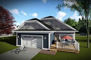 Exterior - Rear Elevation for Cottage House Plan #70-1460 - 2 bed, 2 bath