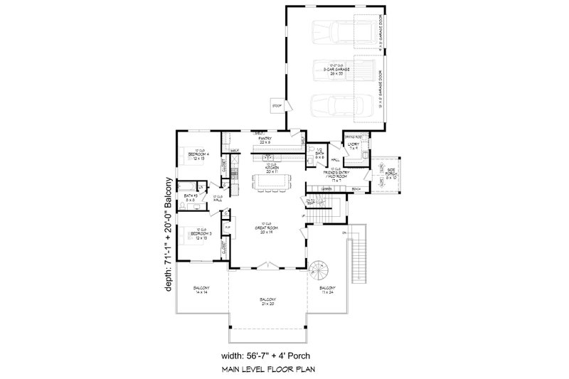 Architectural House Design - Floor Plan - Main Floor for Contemporary House Plan #932-1170 - 4 bed, 4 bath