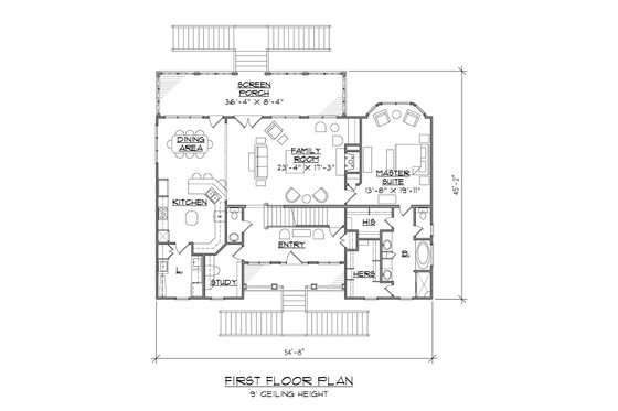 Floor Plan - Main Floor for Beach House Plan #1054-68 - 4 bed, 3.5 bath