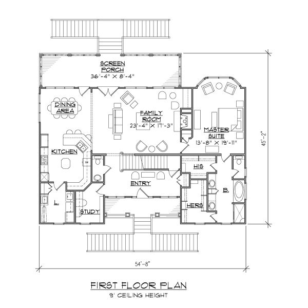 Beach Floor Plan - Main Floor Plan #1054-68