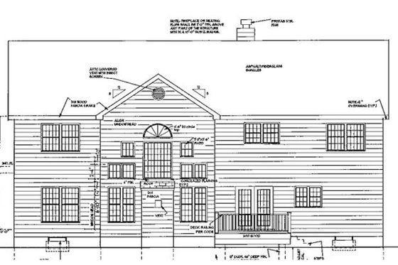 Exterior - Rear Elevation for Traditional House Plan #3-268 - 4 bed, 3.5 bath