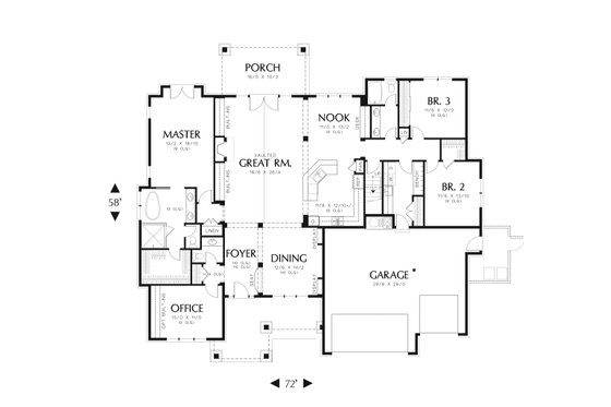 Craftsman style Plan 48-542 main floor