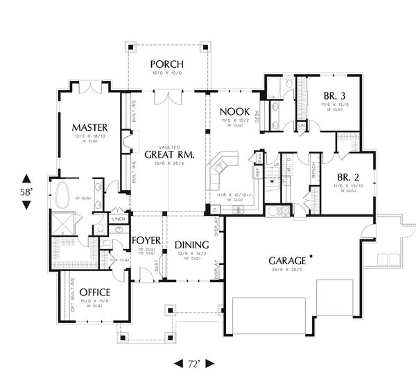 Architectural House Design - Craftsman style Plan 48-542 main floor