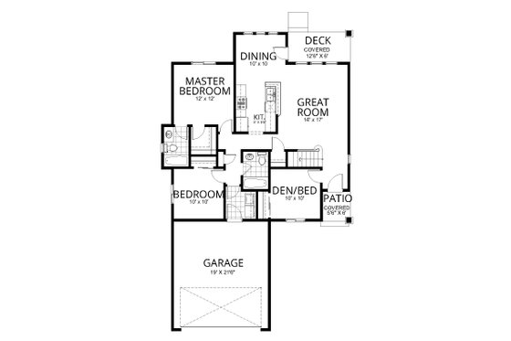 Floor Plan - Main Floor for Farmhouse House Plan #112-186 - 3 bed, 2 bath
