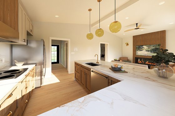 Interior - Kitchen 3 for Farmhouse House Plan #126-299 - 1 bed, 1 bath