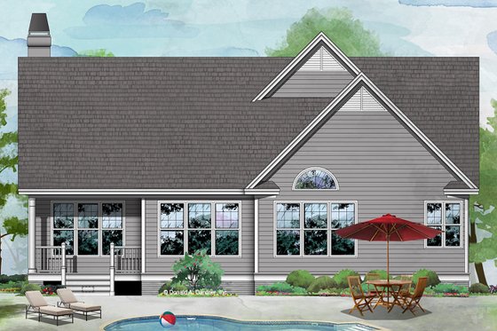 Exterior - Rear Elevation for Ranch House Plan #929-558 - 3 bed, 2 bath