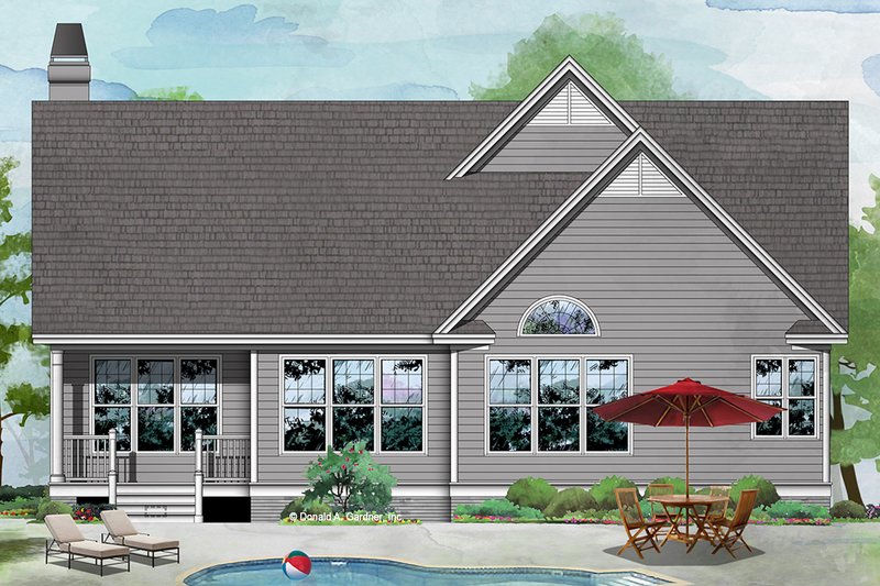 Home Plan - Exterior - Rear Elevation for Ranch House Plan #929-558 - 3 bed, 2 bath