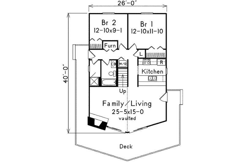 Dream House Plan - Floor Plan - Main Floor for Cottage House Plan #57-488 - 3 bed, 1 bath