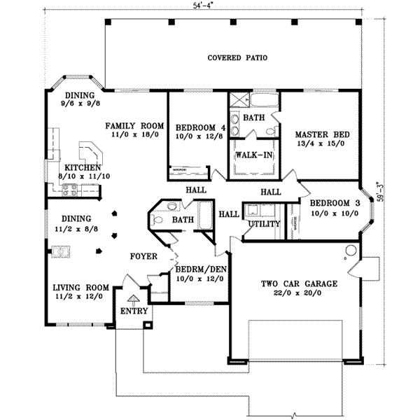 Adobe / Southwestern Floor Plan - Main Floor Plan #1-691