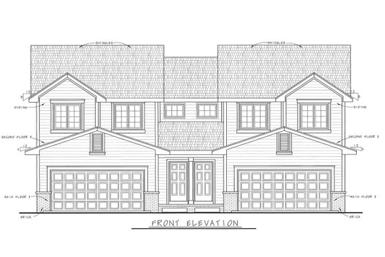 Exterior - Front Elevation 4 for Traditional House Plan #20-2064 - 3 bed, 2.5 bath
