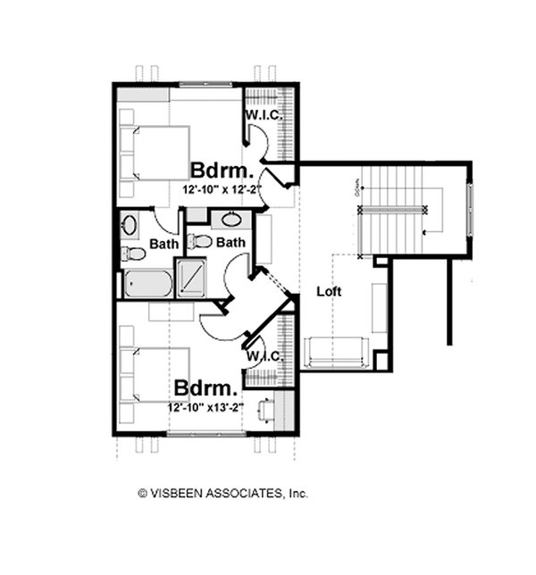House Design - Floor Plan - Upper Floor for Farmhouse House Plan #928-448 - 3 bed, 3.5 bath