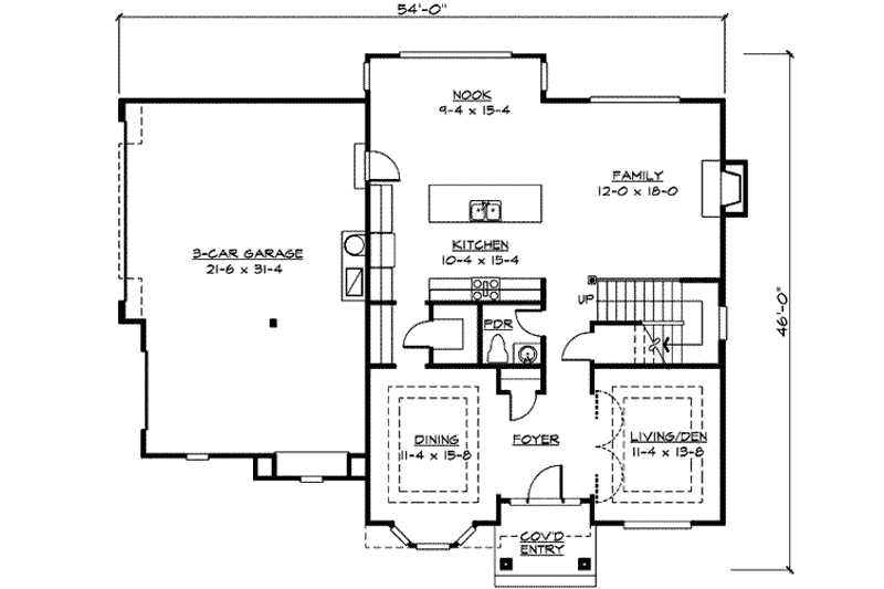 Home Plan - Floor Plan - Main Floor for Craftsman House Plan #132-141 - 4 bed, 2.5 bath