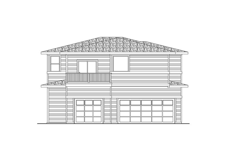 Architectural House Design - Exterior - Rear Elevation 1 for Contemporary House Plan #124-1393 - 3 bed, 2 bath