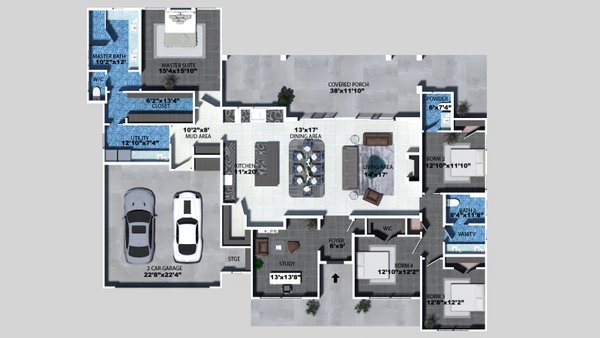 House Blueprint - Farmhouse Floor Plan - Main Floor Plan #1110-10