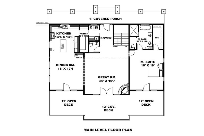 House Design - Floor Plan - Main Floor for Craftsman House Plan #117-1049 - 3 bed, 3.5 bath