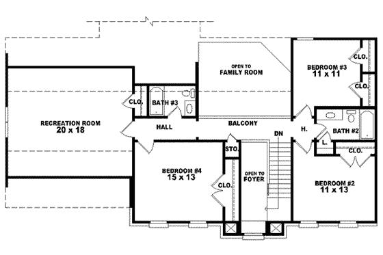 Floor Plan - Upper Floor for European House Plan #81-818 - 4 bed, 2.5 bath