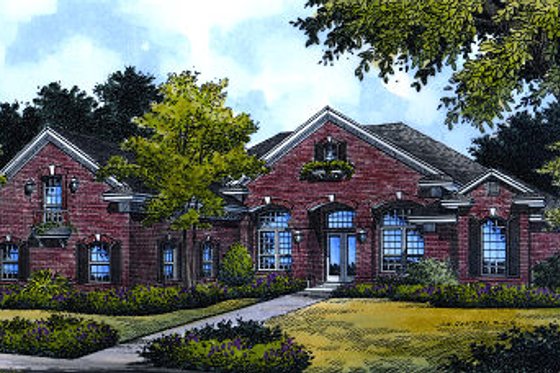 Exterior - Front Elevation for European House Plan #417-318 - 4 bed, 4 bath