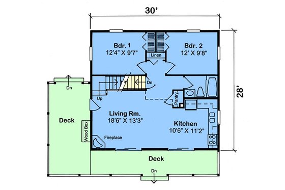 Floor Plan - Main Floor for Cabin House Plan #312-877 - 2 bed, 1 bath
