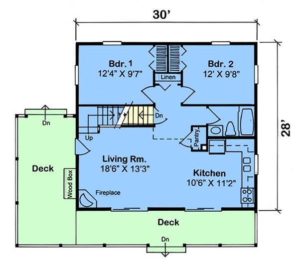 Floor Plan - Main Floor for Cabin House Plan #312-877 - 2 bed, 1 bath