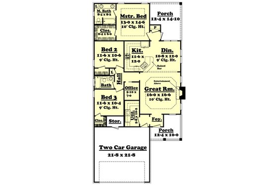 Floor Plan - Main Floor for Country House Plan #430-51 - 3 bed, 2 bath