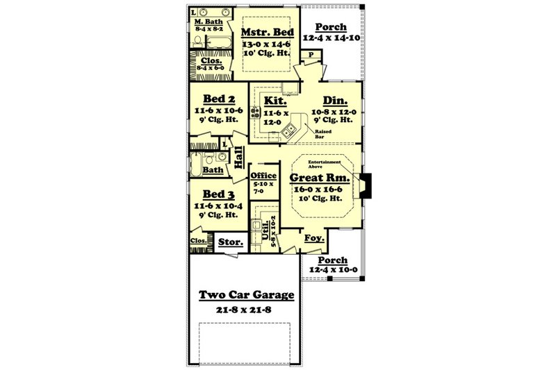 Home Plan - Floor Plan - Main Floor for Country House Plan #430-51 - 3 bed, 2 bath