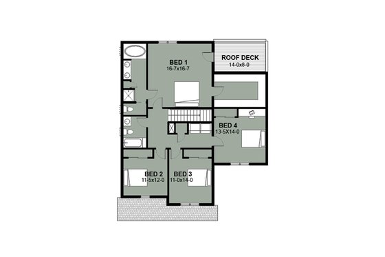 Floor Plan - Upper Floor for Traditional House Plan #497-4 - 4 bed, 2.5 bath