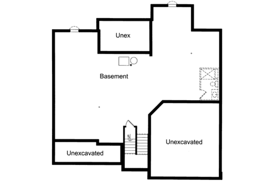 Floor Plan - Lower Floor for Bungalow House Plan #46-464 - 4 bed, 2.5 bath