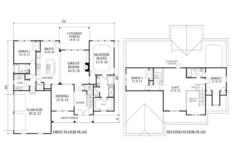 House Blueprint - Floor Plan - Main Floor for Craftsman House Plan #1053-94 - 4 bed, 3 bath