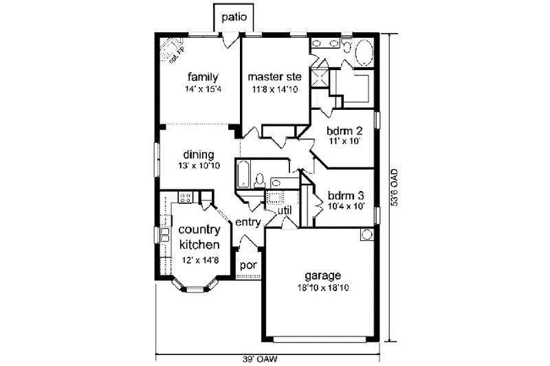 House Blueprint - Floor Plan - Main Floor for Traditional House Plan #84-108 - 3 bed, 2 bath