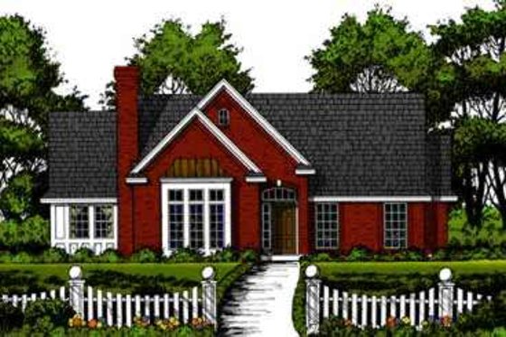 Exterior - Front Elevation for European House Plan #40-355 - 3 bed, 2 bath