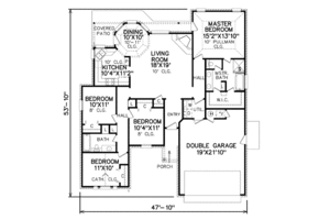 Floor Plan - Main Floor for Traditional House Plan #65-291 - 4 bed, 2 bath