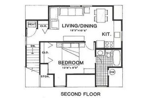 Floor Plan - Upper Floor for Country House Plan #116-229 - 1 bed, 1 bath