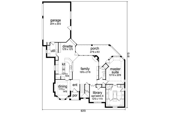 Floor Plan - Main Floor for Traditional House Plan #84-556 - 3 bed, 3 bath