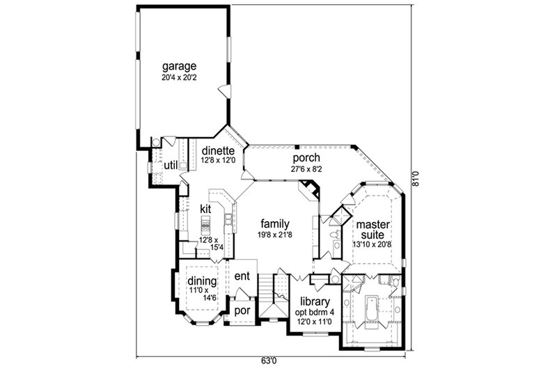 Architectural House Design - Floor Plan - Main Floor for Traditional House Plan #84-556 - 3 bed, 3 bath