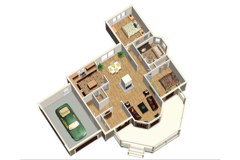 House Blueprint - Floor Plan - Main Floor 1 for Country House Plan #25-4652 - 2 bed, 1 bath