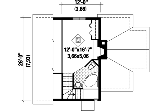 Floor Plan - Upper Floor for Cabin House Plan #25-4529 - 1 bed, 2 bath