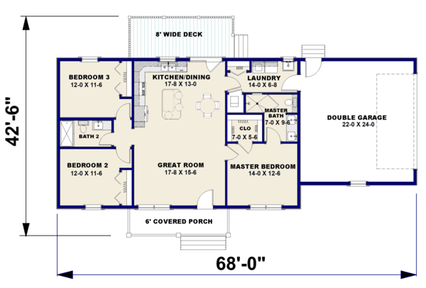Dream House Plan - Ranch Floor Plan - Main Floor Plan #44-239