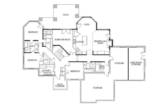 Floor Plan - Upper Floor for European House Plan #5-399 - 4 bed, 5 bath