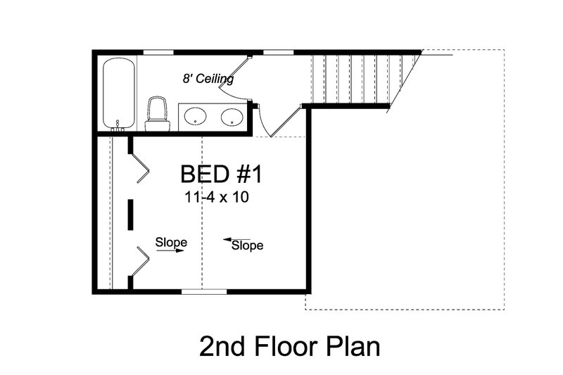 Home Plan - Floor Plan - Upper Floor for Cottage House Plan #513-2180 - 1 bed, 1.5 bath