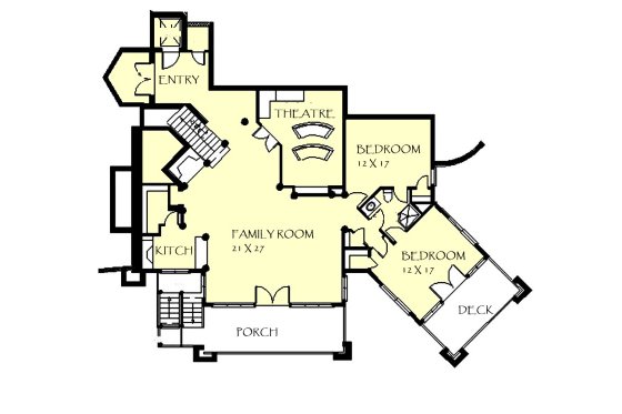 Floor Plan - Lower Floor for Craftsman House Plan #921-26 - 3 bed, 2.5 bath