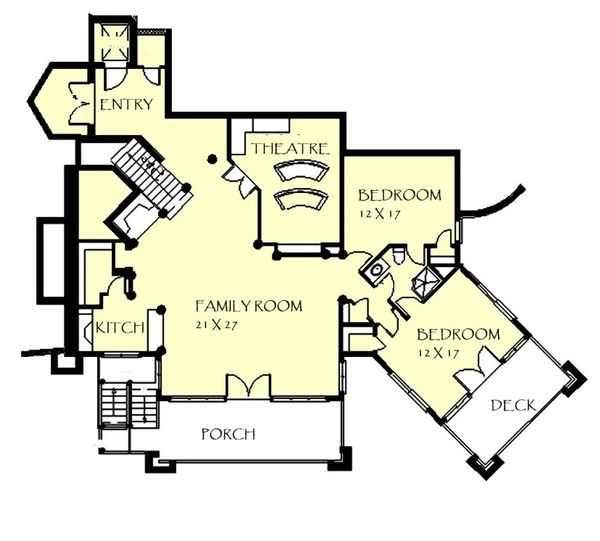Craftsman Floor Plan - Lower Floor Plan #921-26